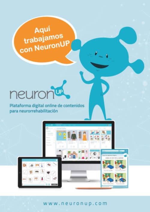 cartel neuronito trabajamos con neuronup